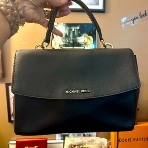Michael Kors Ava Black Flap Small Saffiano Leather Crossbody